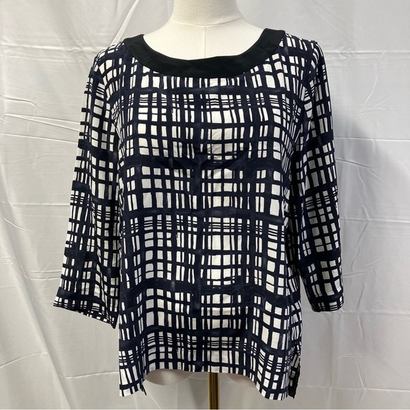 Madewell 3/4 Geometric Print 100% mulberry silk blouse women’s s luxury classy‎ - Picture 2 of 13